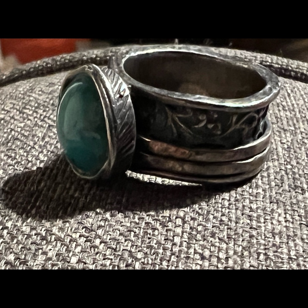 Israeli Sterling Spinner Broad Band Ring